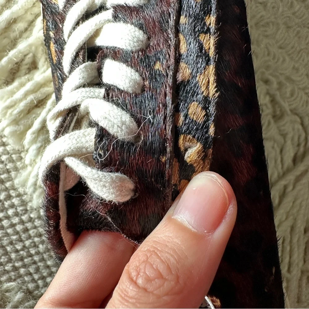 MADEWELL brown leopard colorblock calf hair Sidewalk low-top sneakers 6 NEW